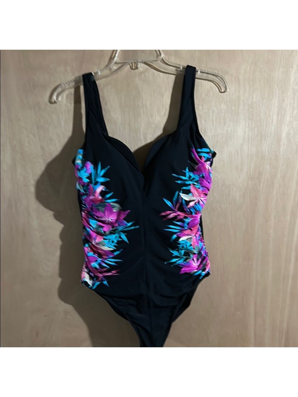 Miraclesuit Black One-Piece Swimsuit with Floral Accents